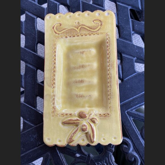 French Pottery Soap Dish - Fleur de Terre - Olive Branch - Picture 4 of 7